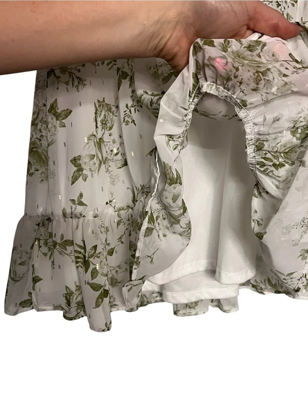 ✨ Altar’d State Sage Floral Mini Dress | Size Large | Gold Fleck Detail ✨ - Picture 8 of 9